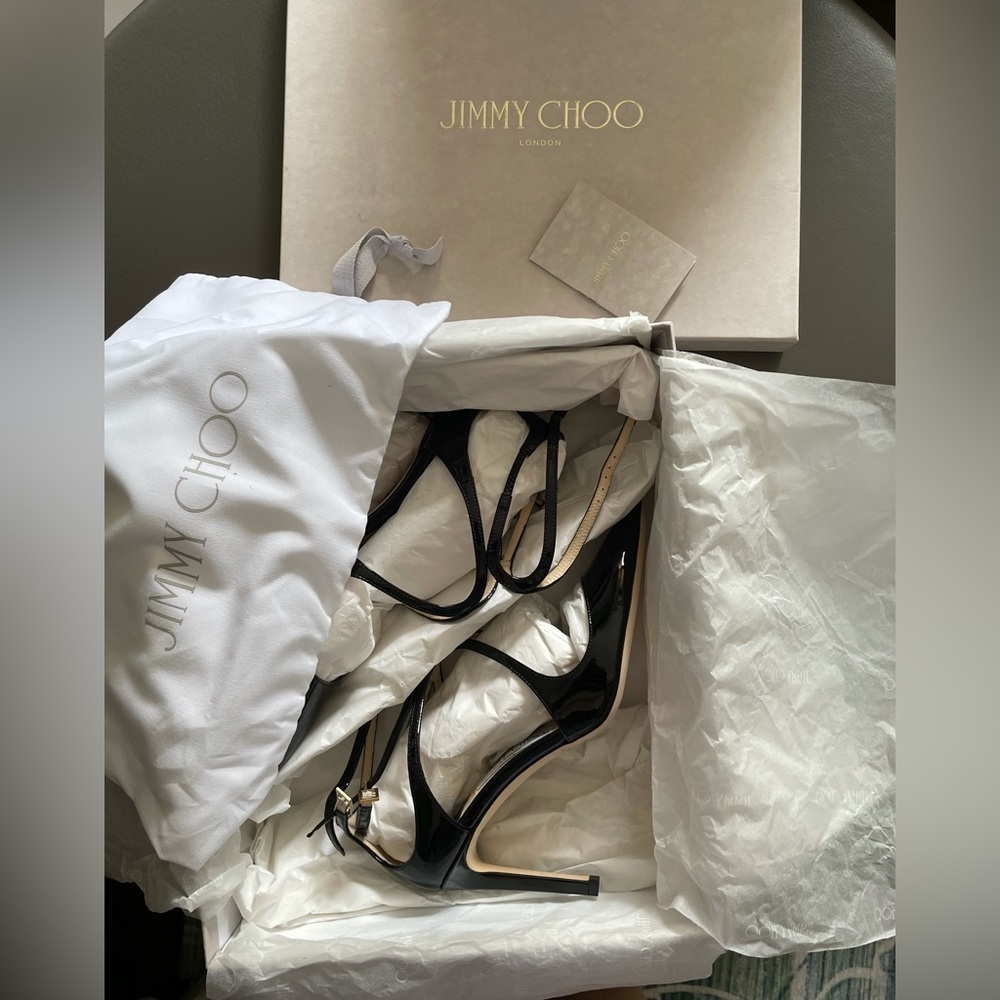 Jimmy Choo Lancer 85 Black Patent Leather Pumps
